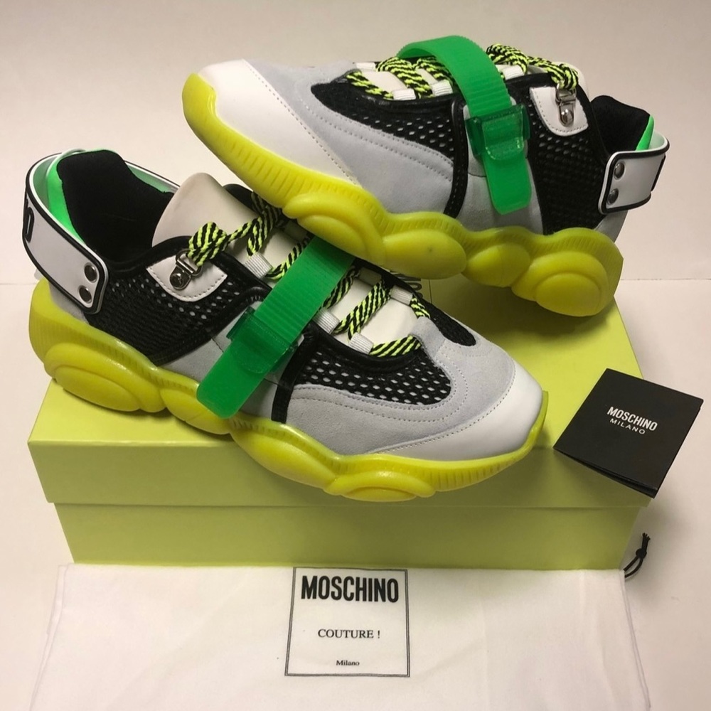 MOSCHINO FLUO TEDDY CHUNKY TRAINERS RUNNERS LIMITED NEW